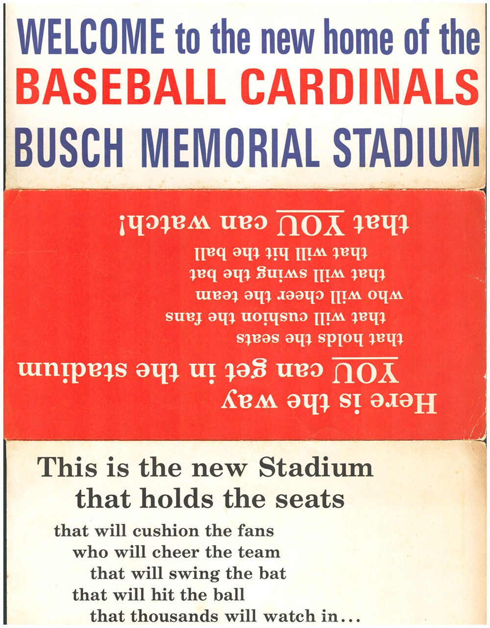 1966 Inaugural Busch Memorial Stadium Seating Chart Major League